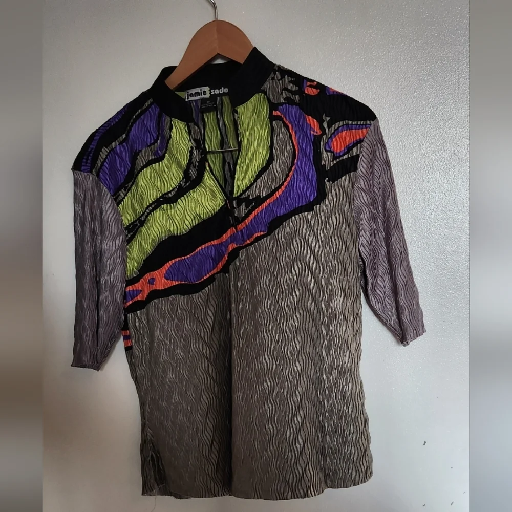 Jamie Sadock Vibrant Multicolor Textured Golf Top - Picture 3 of 5